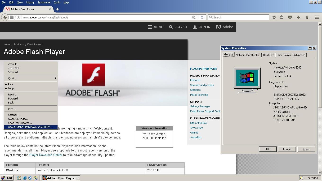 adobe flash player windows update