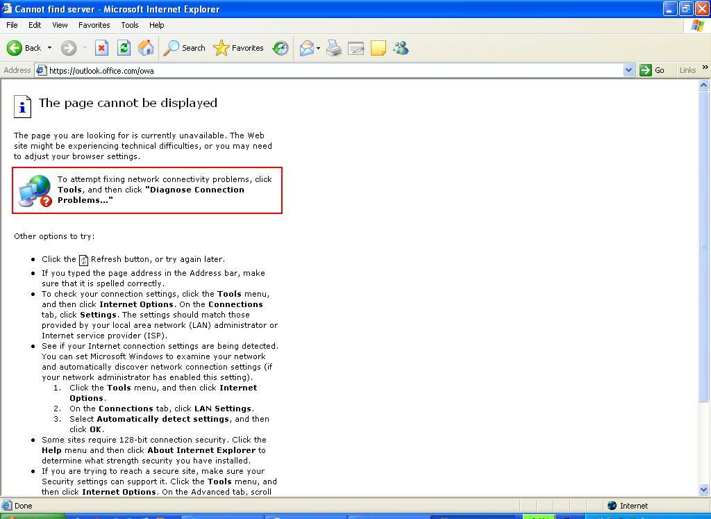 cannot find server microsoft internet explorer